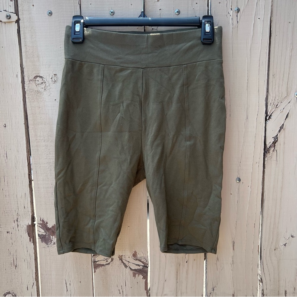 Forever 21 Green Bike Shorts High-Rise Stretchy